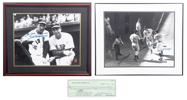 Lot of (3) Joe DiMaggio and Ted Williams Signed Items With Rare "The Best I Ever Saw" Inscription by Williams (Beckett & JSA)